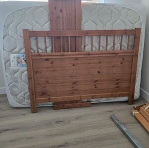 Wooden Bed Frame with Mattress